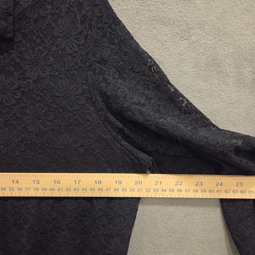 VTG Susan Bristol Black Lace Sheer Top Size L Button Down Shirt 90s Y2K Witchy - Picture 6 of 7